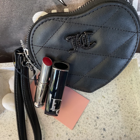 BUNDLE JUICY Couture Black Quilted Wristlet Bag & DIOR Lipstick Addict Red 872 - Picture 8 of 12